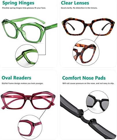 Eyekepper 5 Pacote de leitura de óculos para mulheres Design Leitores Oval Lente +3.25