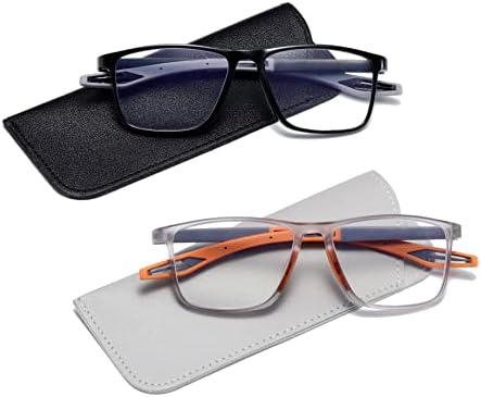 Joon-joon Reading Glasses Men 2 Pars Sport Style Blue Blocking Frame Square Frame Anti-Glare Computer Readers
