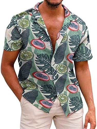 Camisas florais havaianas masculinas botão de linho de algodão para baixo das camisas de praia de