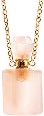 Colar de garrafa de garrafa de medalhão de forma de coração de formato de coração kzbaki ametalia aroma de pedra essencial de óleo essencial para feminino