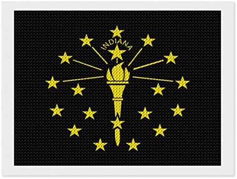 Kits de pintura de diamante de bandeira do estado de Indiana 5d broca completa de broca completa artes decoração de parede para adultos 8 x12