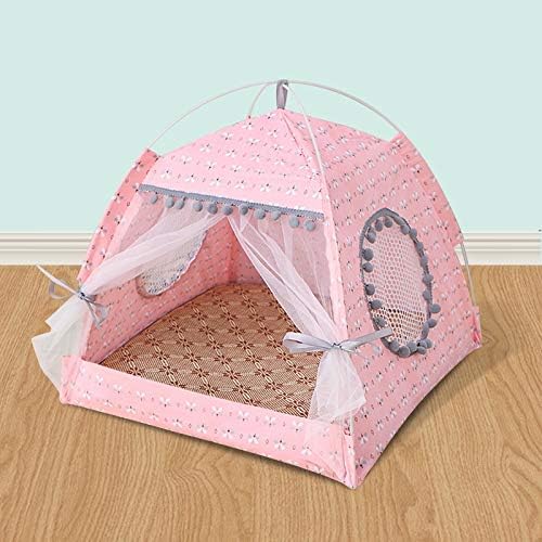 Cão de animais de estimação rosa e casa de barraca de gato com travesseiro de almofada lavável