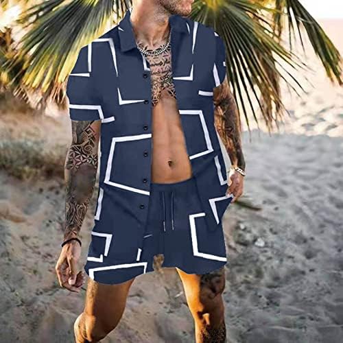 Roupas de trilhas de 2 peças para homens abotoar camisa floral havaiana e sets curtos de moda de roupas