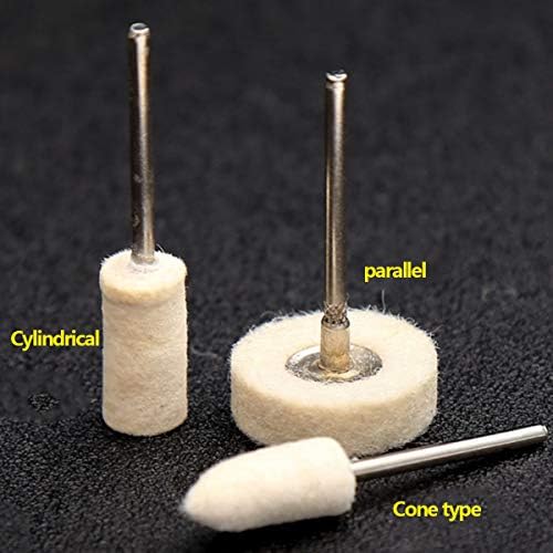 Alremo Huangxing - Roda de polimento 100pcs Rodas de polimento de polimento Kit de polimento de lã Kit de ferramentas rotativas acessórios com haste de 2,35 mm, tipo de cone