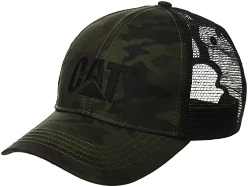 Chapéus de logotipo elevado da Caterpillar Men com a frente bordada e a malha de contraste com fechamento de snapback