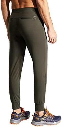 Mier Men's Jogger Sortpants com bolsos com zíper Slim Fit Fit Nylon Stretch Athletic Pants para fazer caminhadas de treino
