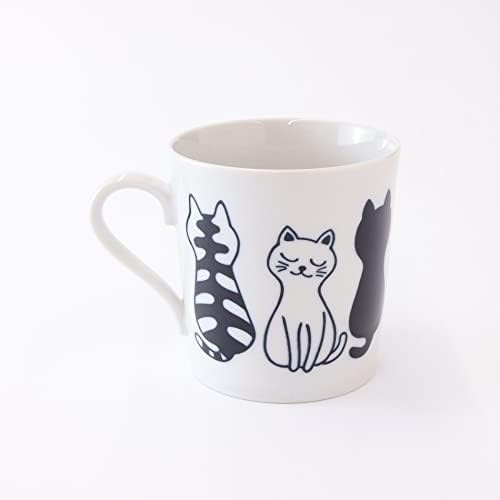 Produto da Copa da caneca Gifu Japan Mino Ware, design de gatos sentados, xícara leve, caneca de cerâmica japonesa, microondas/lava -louças seguras, 9,1 FLOZ