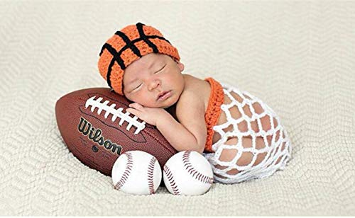 Saco de dormir de basquete himom com chapéu Swaddle Infant Toddler Photography adereços para recém -nascidos menino de menino laranja e branco, pequeno
