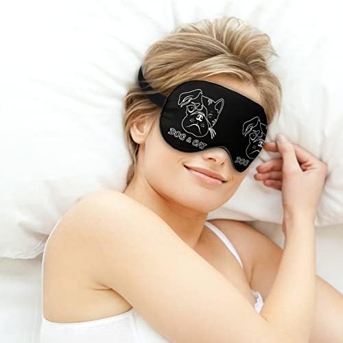 Cachorro e gato rosto engraçado máscara de olho máscara macia cobertura ocular com olho noturna de cinta ajustável para homens mulheres mulheres