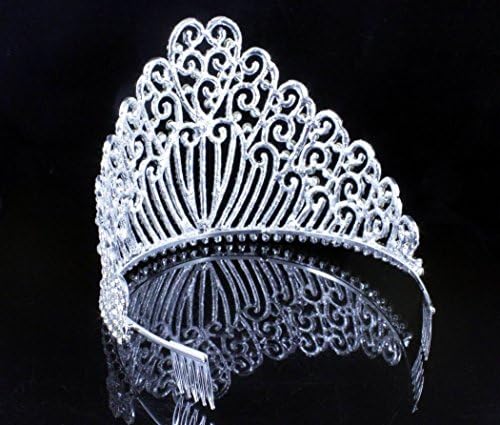 5,25 h clara branca de cristal austríaco Rhinestone Tiara com cabelos Coroa Capacete da cabeça da cabeça Rainha Princesa Concurso Party Theatre Show Silver T11990
