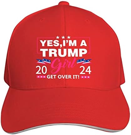 Trump 2024 Sim, eu sou uma garota de Trump supere isso ajustável chapéus de caminhão de caminhão,