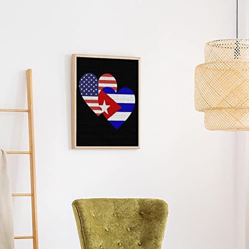 Cuba American Heart Flag Custom Diamond Kits Kits Paint Art Picture By Numbers for Home Wall Decoration