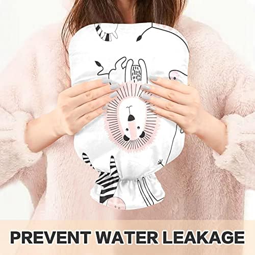 Garrafas de água quente com capa Bony Animals Lion Saco de água quente para alívio da dor, terapia quente e