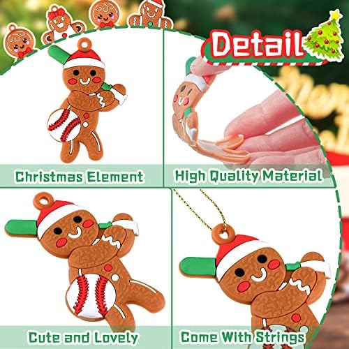 TUZAZO 24 PCS Gingerbread Man Ornaments e Candy Candy Candy Ornamentos de árvore de Natal Conjunto - Figuras de pão de gengibre de 3 polegadas de altura para decorações de árvore de Natal