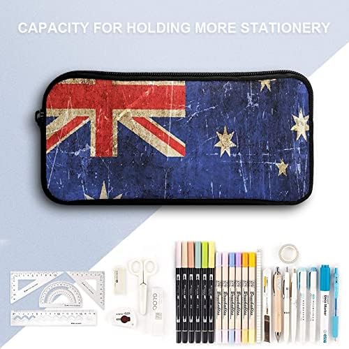 Vintage Australian Flag Case Bolsa Bolsa Bolsa Cute Pen Solder Caixa de papelaria Organizador de maquiagem
