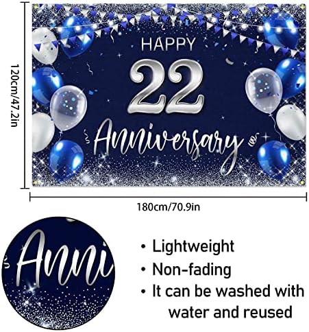 Feliz aniversário de 24º aniversário, decoração de banner azul marinho - brilho prateado feliz 24 anos aniversário de casamento decorações de temas para homens masculinos suprimentos