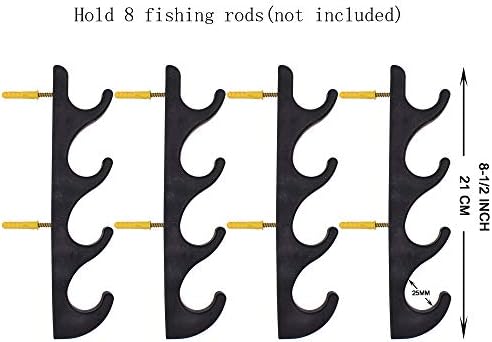 Yyst Horizontal Fishing Haste Storage Racker Montagem da parede W parafusos - Sem haste de pesca - para segurar 8 hastes de pesca
