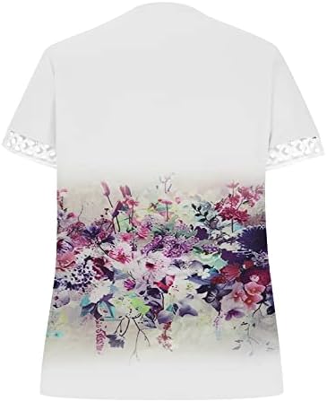 Camisas de meninas estampas florais top tshirts de manga curta vneck renda spandex lounge camisas de outono de verão 2023 roupas modernas