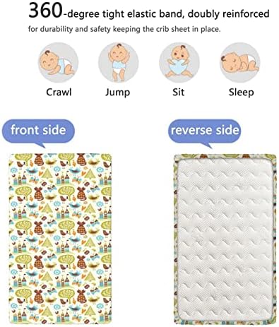 Mini-berço com tema de berçário, lençóis de berço, lençóis de berço portáteis Ultra Soft Material Baby para meninas meninas, 24 “x38”, multicolor