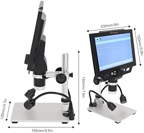 Microscópio digital LCD com tela 12MP 1600X 9in Microscópio de suporte USB com 8 luzes LED 100240V