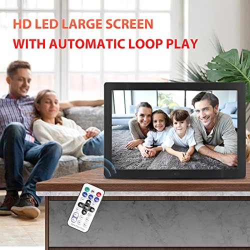 Quadro fotográfico digital, 13 polegadas 1280x800 LCD HD Disply, suporte de suporte do clock de suporte Função de alarme, moldura de imagem eletrônica inteligente com controle remoto, presente para os avós