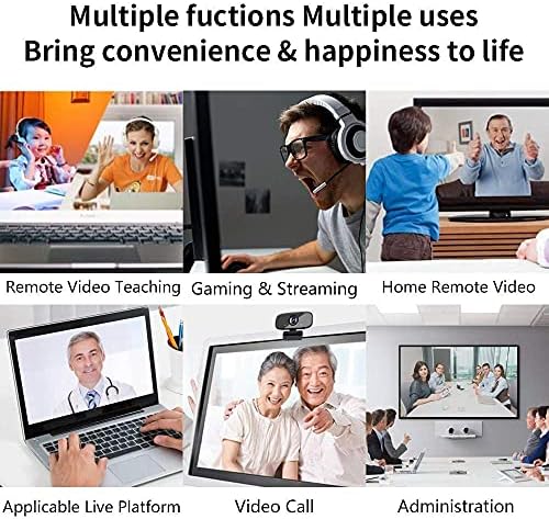 Kit de webcam da Dericam 1080p, câmera da web de computador da webcam USB com microfone de ajuste de 360 ​​°, plugue e reproduza câmera de computador para PC/Mac/laptop, para streaming de vídeo, conferência, jogo, aula on -line