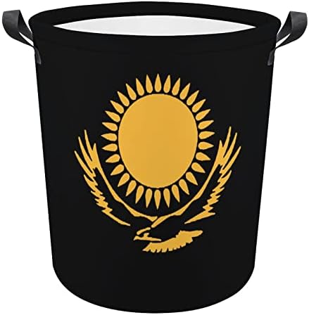 Cazaquistão Bandeira Cesta de lavanderia dobrável Lavanderia cesto de lavanderia bolsa de armazenamento
