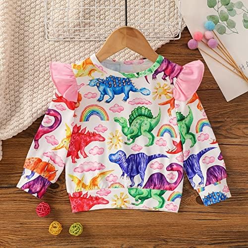 Patpat Toddler Girl Sweetshirts Pullover Crewneck camisas outono de inverno de luva longa com tops 18m-6t