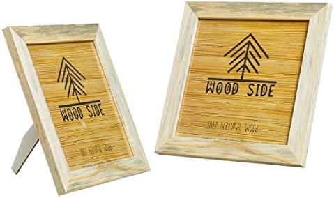 Quadros de imagem quadrada de madeira rústica 4x4 - conjunto de 2- de madeira ecológica sólida natural com vidro