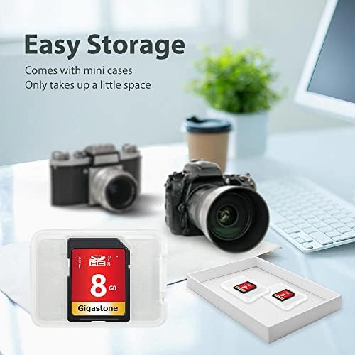 Gigastone 8GB 2-PACK SD CARD UHS-I U1 Classe 10 SDHC Memory Card Full HD Video Canon Nikon Sony Pentax Kodak Olympus Panasonic Digital Camera, com 2 mini casos