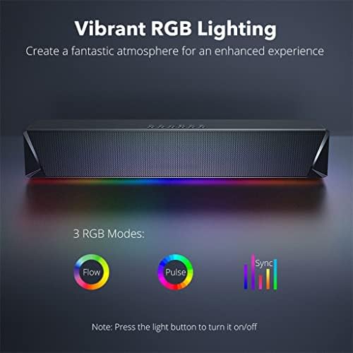 Tkfdc Sound Bar Gaming Speaker & Wired 14W Drivers poderosos subwoofer RGB Light Som Barras para PC Phone