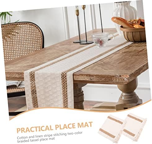 Favomoto 2pcs de linho de algodão Mesa Mat mesa de tapete para desktop juta placemat decoração vintage
