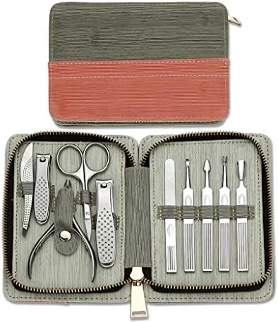 Qjpaxl 10 pcs kit de cuidados com as unhas de aço inoxidável para o kit profissional de grooming de pedicure