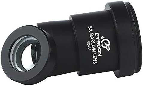 Eysdon 5x Barlow Lente 1,25 Metal Totalmente revestido Extender Focal Dernation com Câmera M42 Adaptador T2 T Ring para fotografia de telescópio