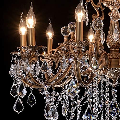 Lustreliers de cristal meerosee iluminação de lustre contemporânea 15 luzes de luminária de teto de vela para sala de jantar sala de estar na sala de estar de cozinha entrada de corredor d35.4