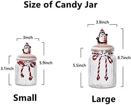 Jarros de doces de Natal com tampas 2pcs vidro jarra de doces de xmas contêineres de armazenamento de alimentos