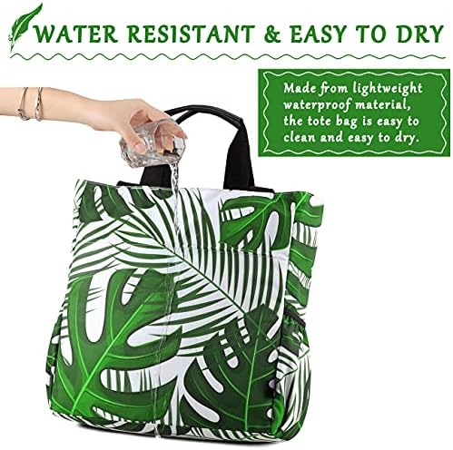 Sacola de sacola de praia vaschy para mulheres, água leve resistente à água dobrável grande saco de bolsa de piscina w zipper para vocação
