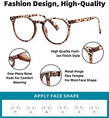 Óculos de leitura de 5 pacote AutoJouls para homens, elegantes leitores de moldura redonda flexiona óculos