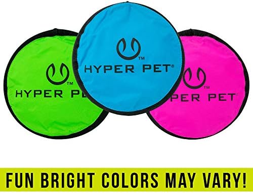 Hyper Pet Flippy Flopper Dog Frisbee Brinquedos interativos de cães [cães de disco voador Brinqueda - flutuadores em água e seguros em dentes], multicolor, 9