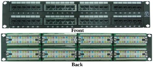 Painel de patch de porta de 48 port cat6 de 48 portuais, 19 de montagem de rack ou montagem na parede, RJ45