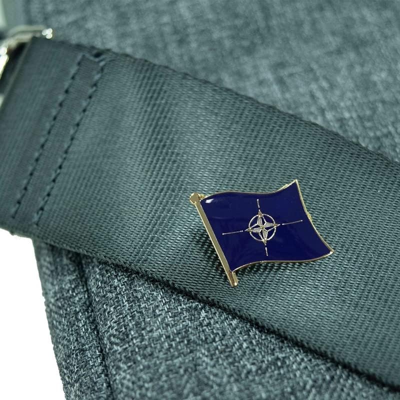 A-One North Atlantic Alliance Militar Bomber Shield+Bandle Bag Patch, pino de bandeira de lustre de brilho metálico da OTAN, patch de bolsa para roupas uniformes de acessórios militados No.422+423p