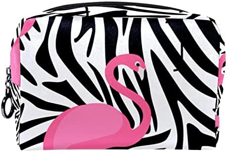Bolsa de maquiagem tbouobt bolsa de bolsa cosmética bolsa bolsa com zíper, cartoon moderno animal flamingo