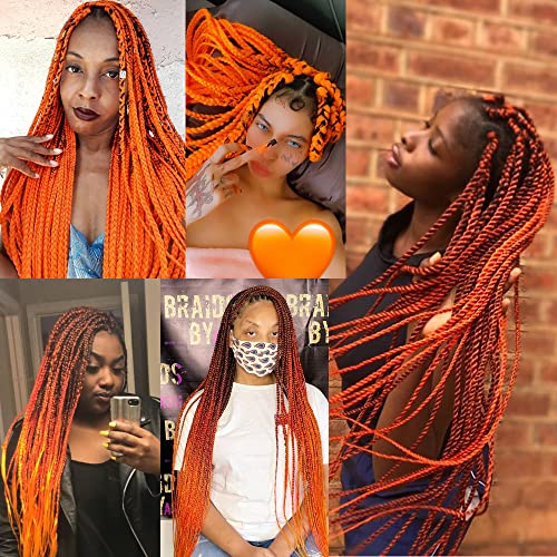 Jumbo Braiding Hair Acesso ombre cor laranja Halloween estilo de Natal 3Pakcs Balas de caixa sintéticas Extensão de cabelo 24 polegadas de crochê