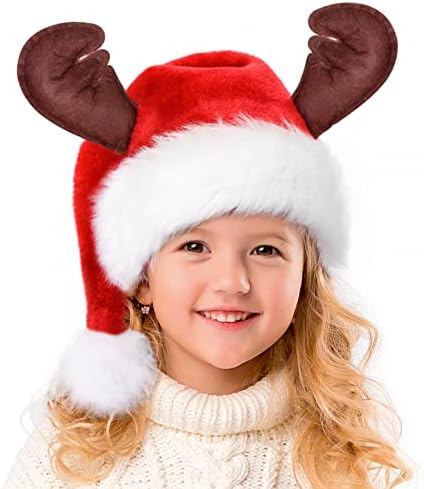 RJVW chapéu de Natal, chapéu de Papai Noel, chapéu de férias de Natal para crianças, Unisex Velvet