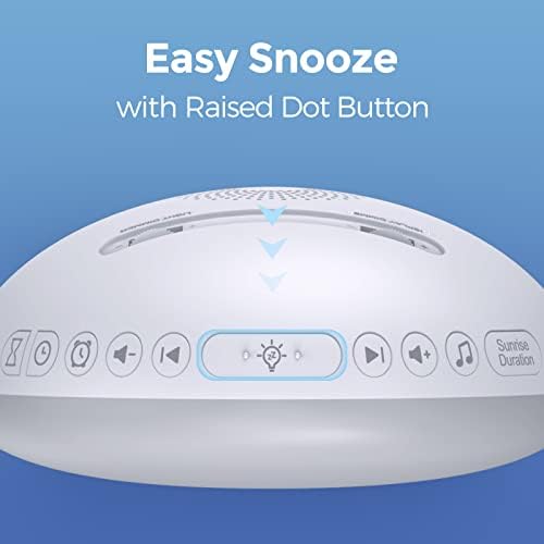 Máquina de som do Reacher Sunrise despertador com luz noturna, acordar leve, 26 sons calmantes estéreo,