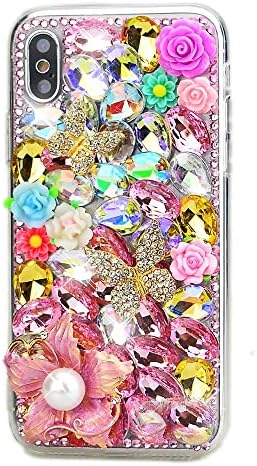 Luziun Glitter Wallet Case Compatível com iPhone 14 - 3D Girls Luxury Mulheres Mulheres brilhantes Tampa de couro artesanal Bling Handled