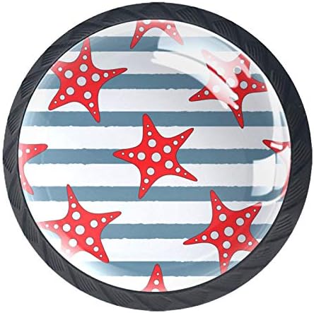 Idealiy Red Starfishes marinho de porta listrada branca gaveta puxar alça de decoração de móveis para cabine de
