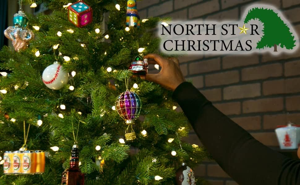 North Star Christmas | Ornamento de vidro de Santa Santa | Coleção de Papai Noel