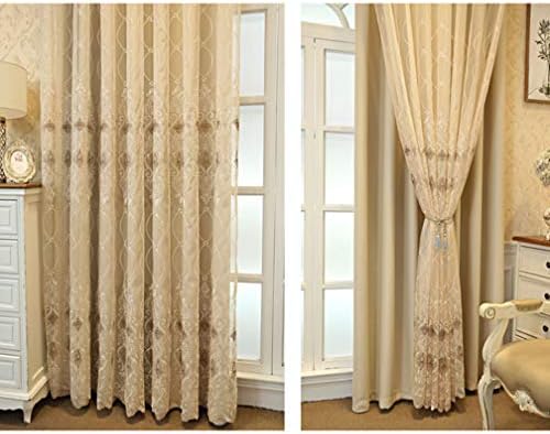 Cortina de blackout camada dupla com bordado de renda cortina de voz pura, cortinas de ilhóas