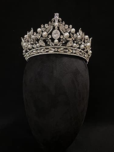 Coroa de folhas de pérola queen barrocas para mulheres de shrinestone casamento preto coroa tiara figuram acessórios para festas para brithday baile